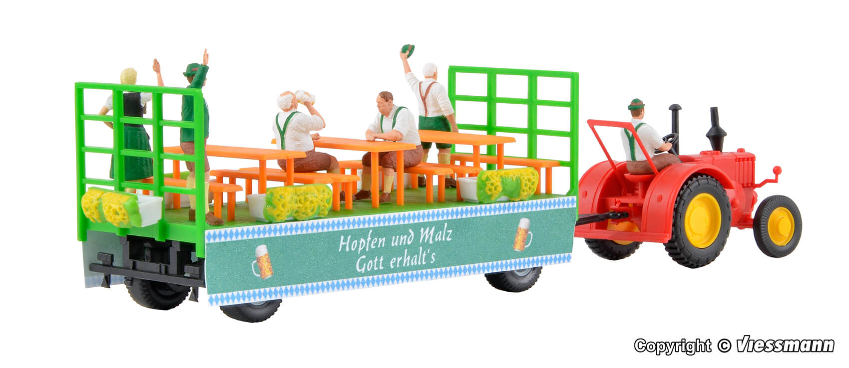 kibri H0 12226 LANZ Traktor Festwagen 6 Figuren