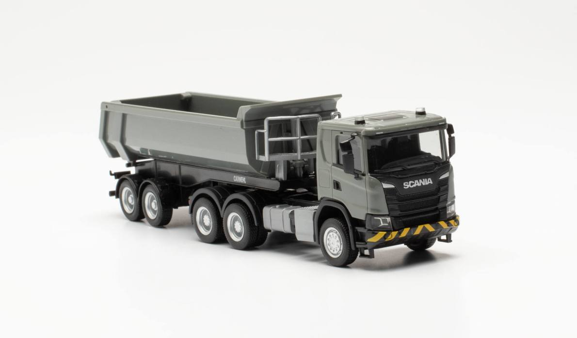 Herpa 316248 Scania CG 17 6x6 Rundmulden-Sattelzug 3achs/2achs grau