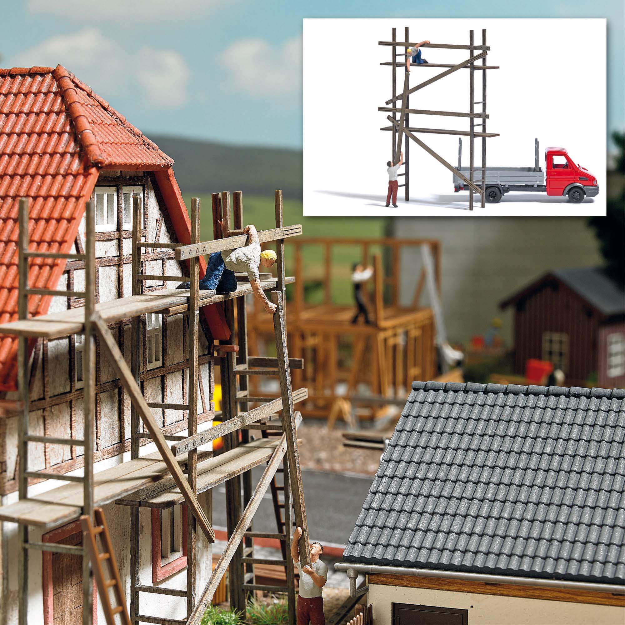 BUSCH 7901 H0 Gerüstbau mit Iveco Transporter