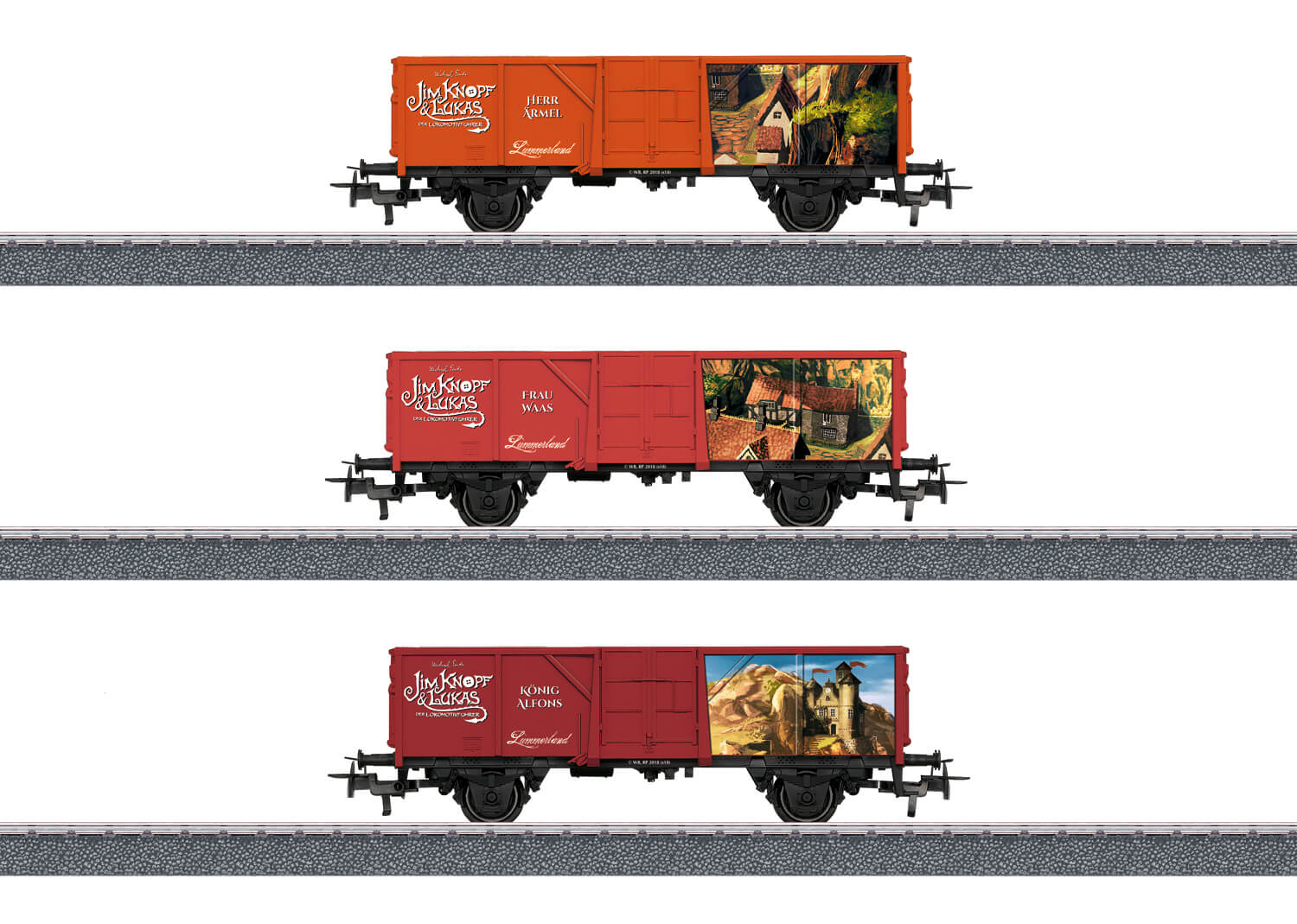 Märklin 44815 Märklin Start up Offenes Güterwagen-Set „König Alfons, Frau Waas und Herr Ärmel“