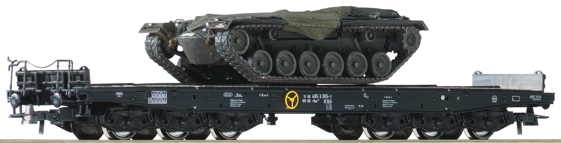 Roco 76161 2-teiliges Set Schwerlastwagen der DB mit M48 Panzern ohne Türme