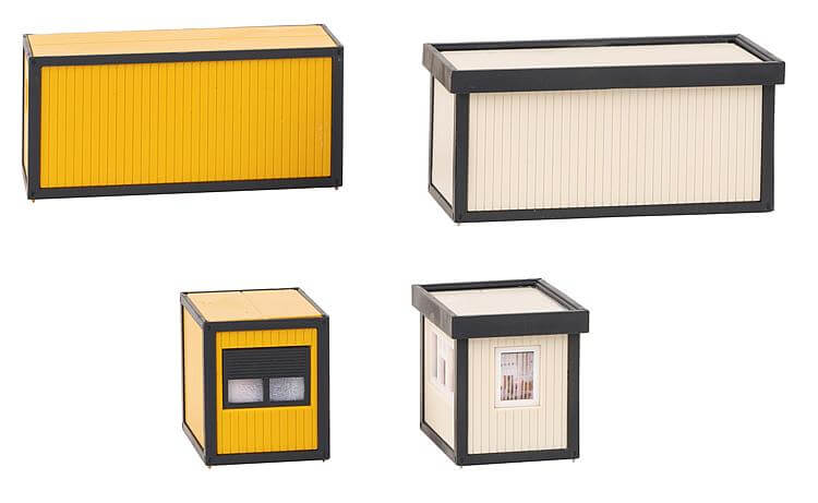 Faller H0 4 Baucontainer grau-schwarz, gelb-schwarz