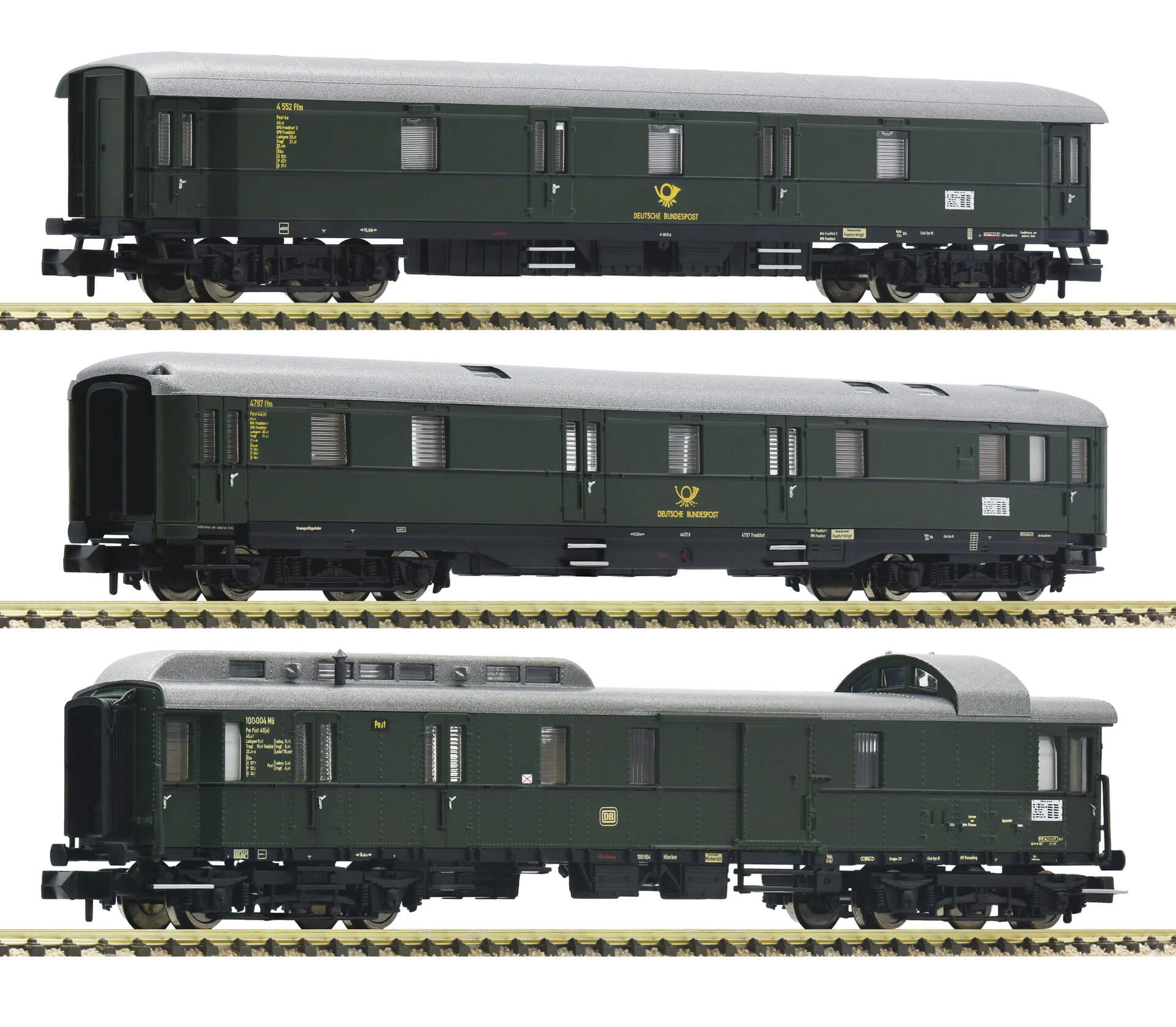 FLEISCHMANN 814509 Spur N 3-teiliges Wagen Set Postzug der DB