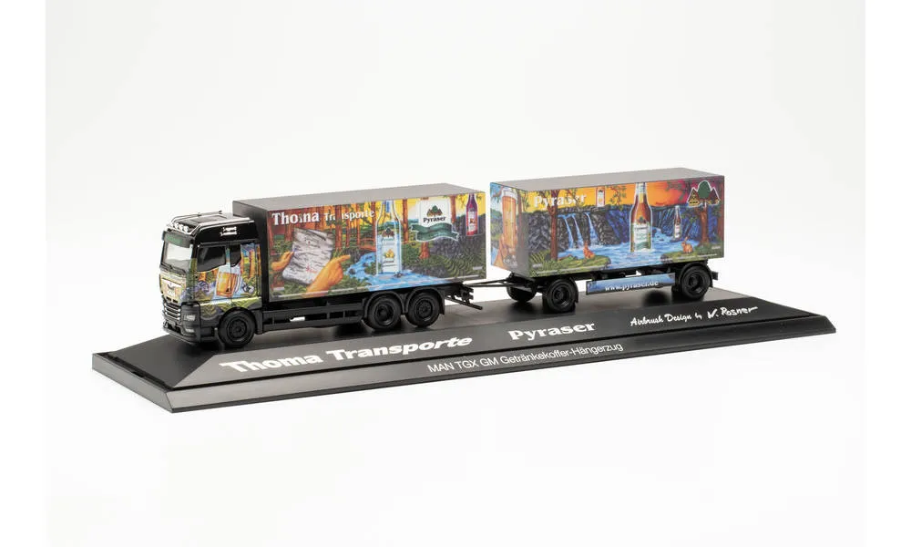 Herpa 122207 MAN TGX GX Getränkekoffer-Hängerzug Pyraser II Thoma Transporte