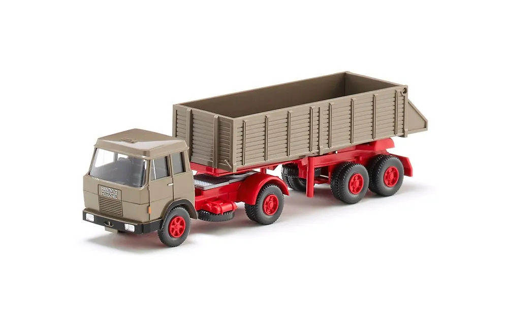 Wiking 067710 Hanomag Henschel Hinterkippersattelzug beigegrau