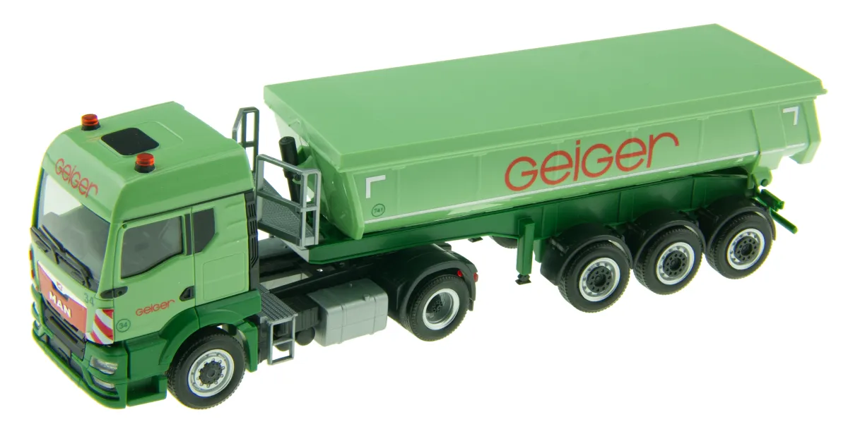 Herpa 948197 MAN TGS TM mit Thermomulden-Auflieger Geiger