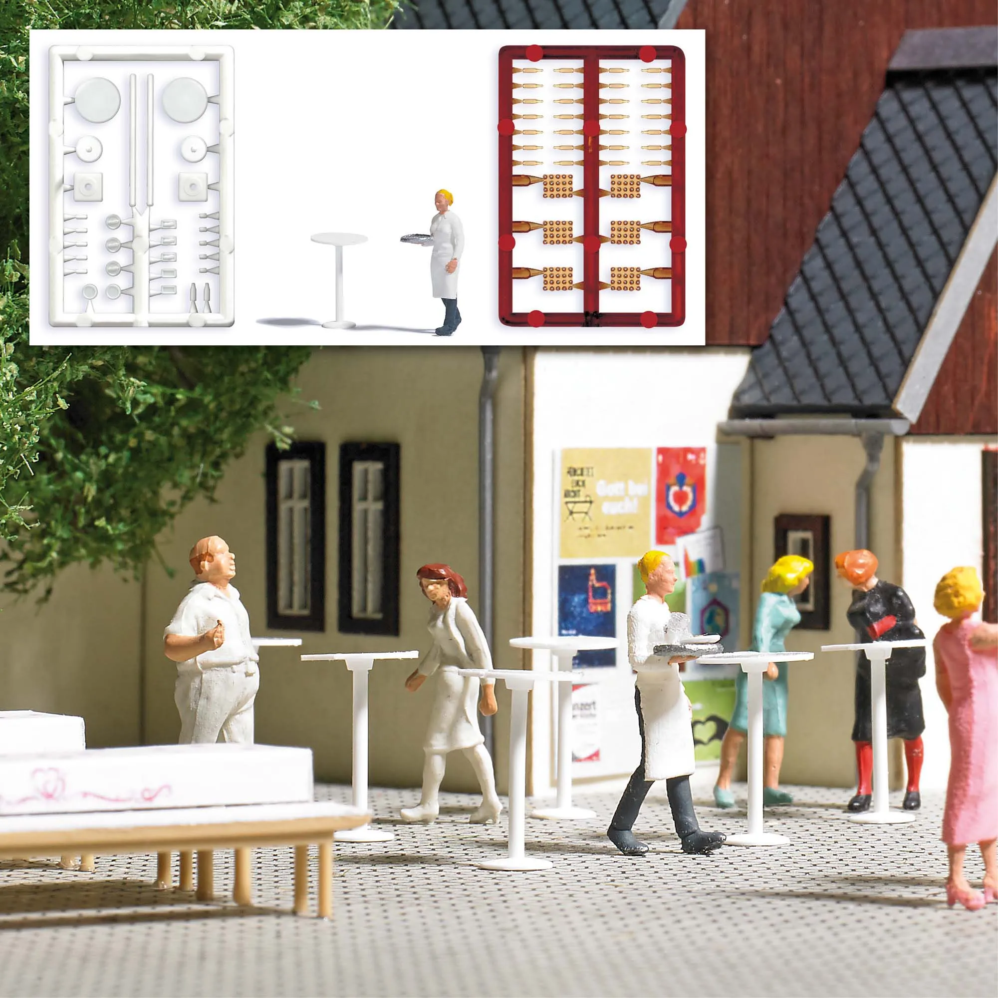 Busch 1831 Stehtische mit Kellnerin