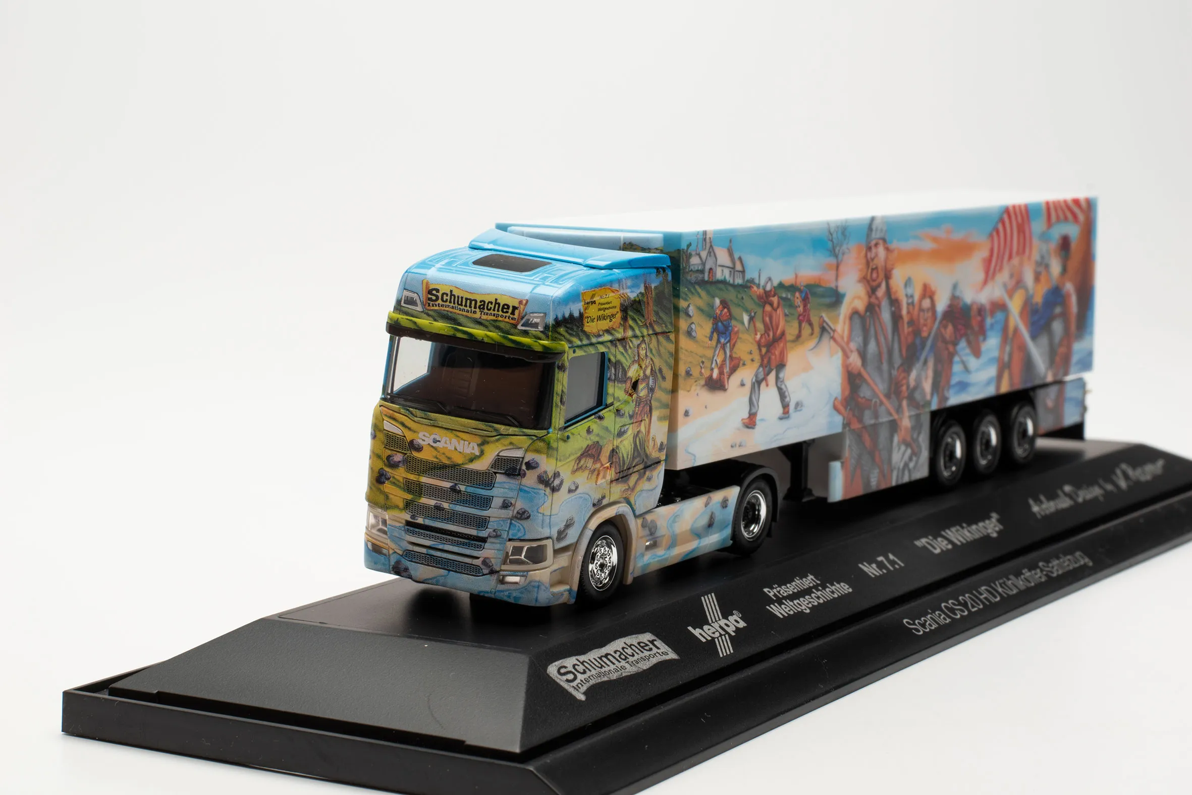 Herpa 122160 Scania CS 20 HD Kühlkoffer-Sattelzug Herpa Weltgeschichte Nr. 7.1: Die Wikinger