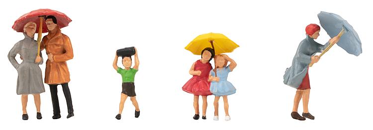 Faller 150953 H0 Figuren Passanten mit Regenschirm