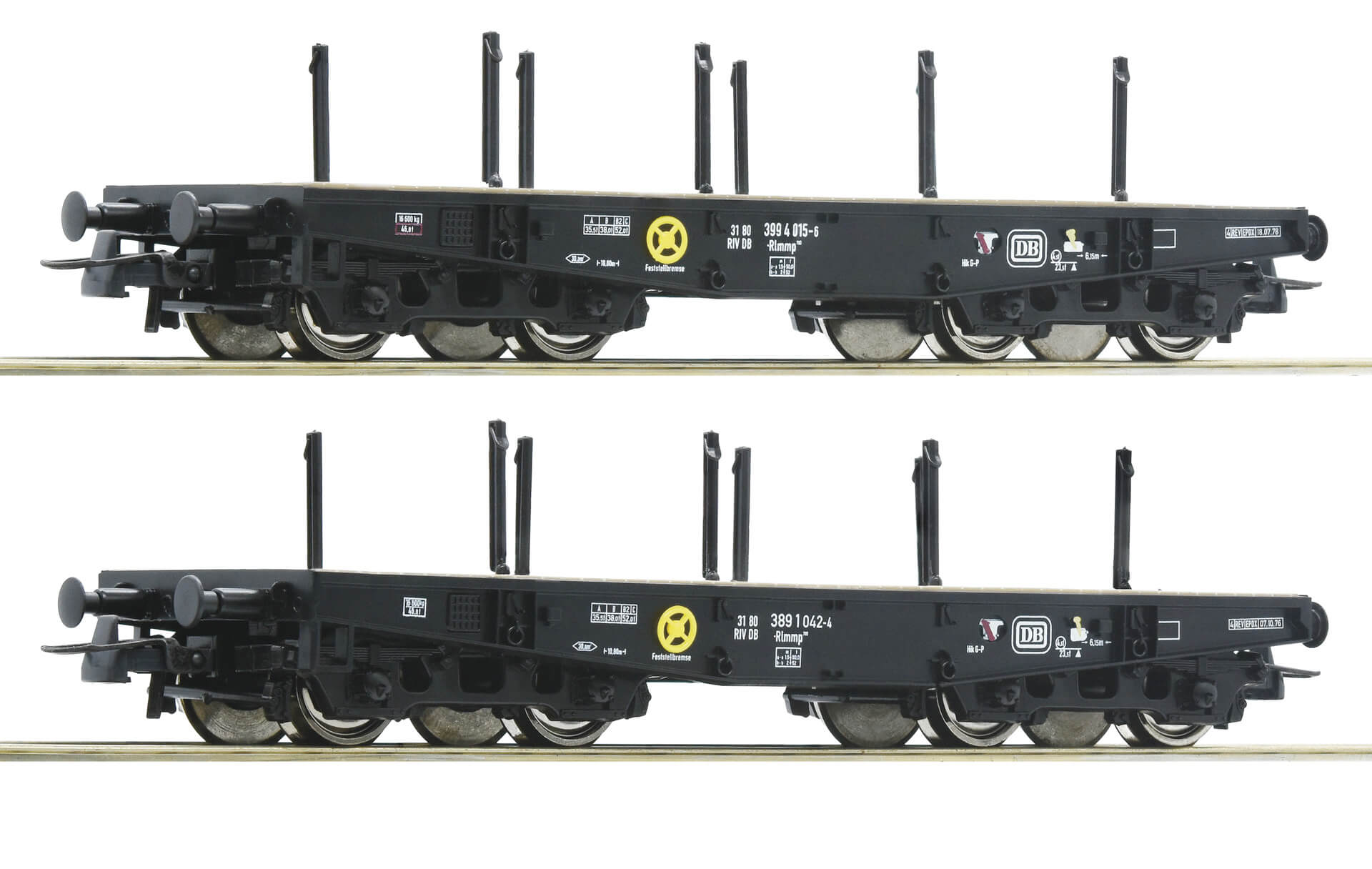 Roco 76080 H0 2-teiliges Set Schwerlastwagen Rlmmp der DB