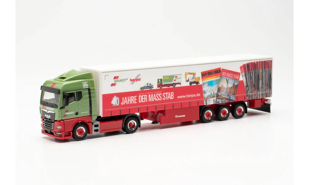 Herpa 315555 MAN TGX GM Gardinenplanen-Sattelzug Wandt 40 Jahre Der Mass:stab Niedersachsen Braunschweig 