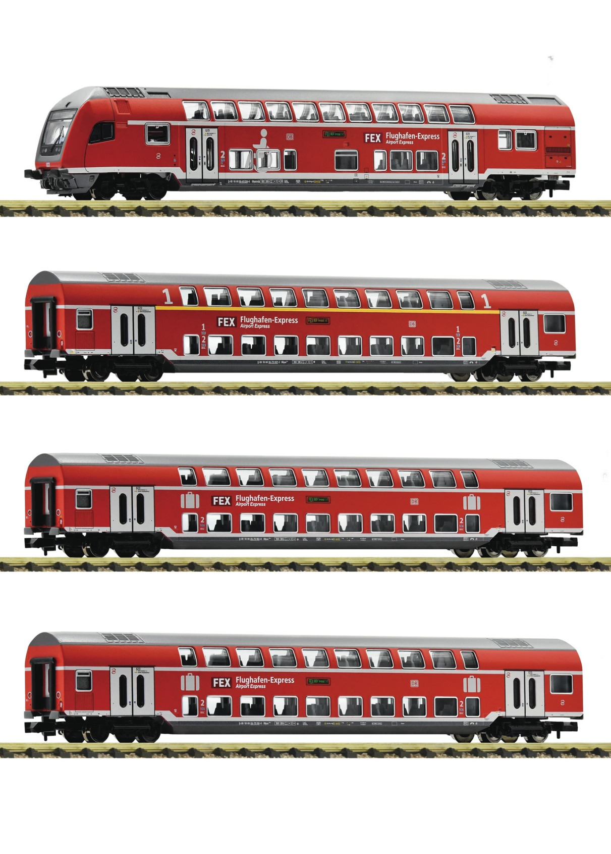 Fleischmann 881916 4-tlg Set Doppelstockwagen FEX DB AG