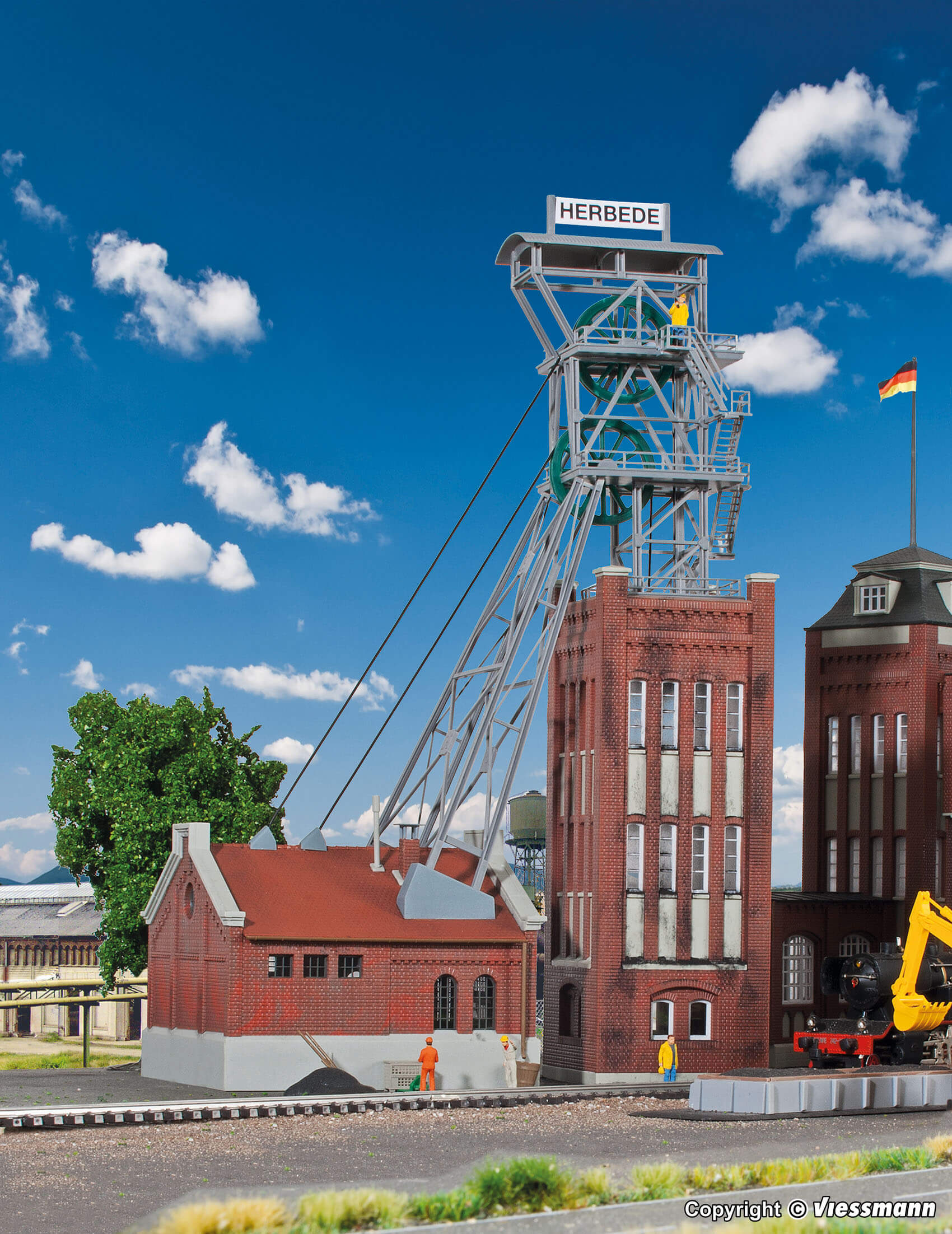 kibri H0 49845 Förderturm mit Maschinenhaus Antrieb