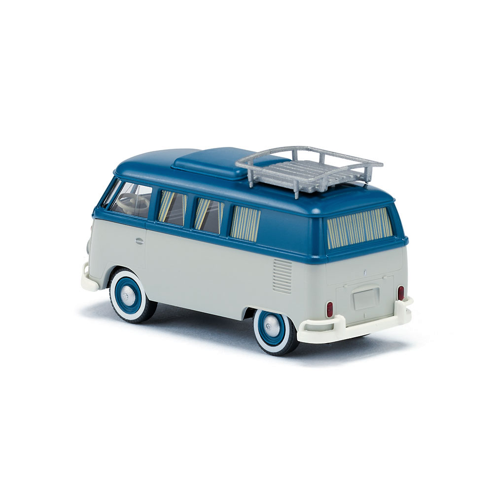 Wiking 079742 VW T1 Campingbus, achatgrau/grünblau