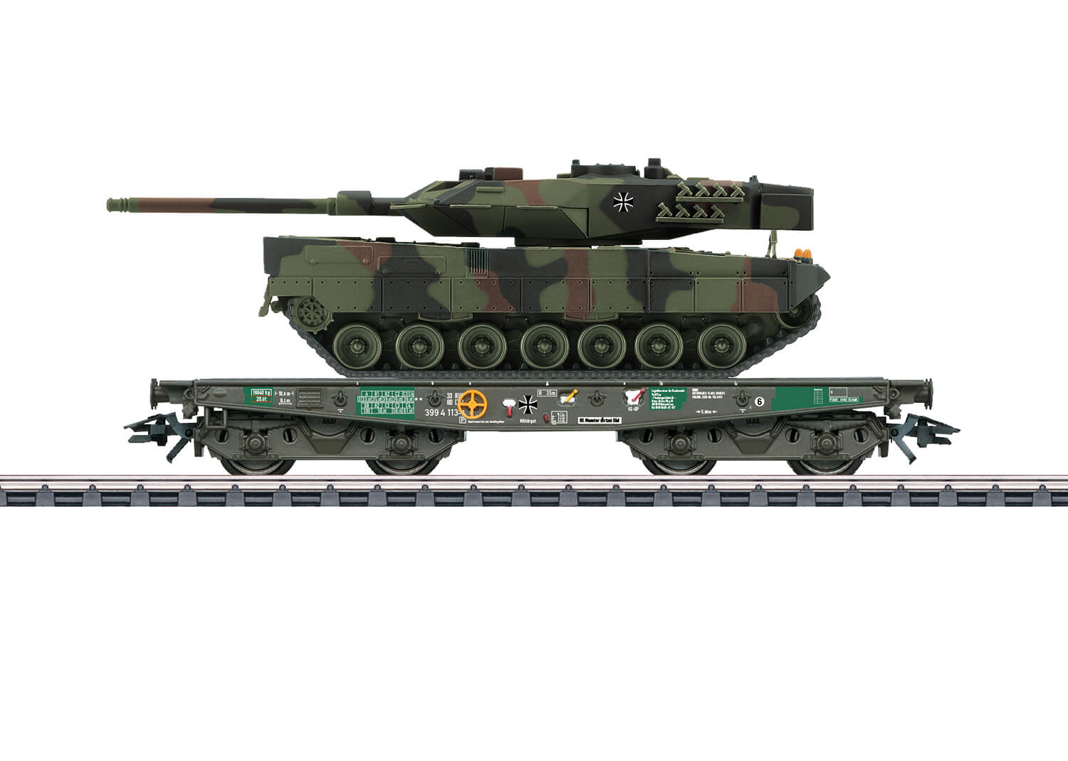 Märklin 48748 Schwerlast-Flachwagen Rlmmps mit Kampfpanzer Leopard 2A6