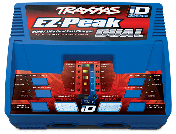 TRAXXAS® TRX2972GX EZ-Peak Dual 8-Ampere 100-Watt-NiMH/LiPo-Ladegerät mit iD Auto-Batterie-Identifizierung