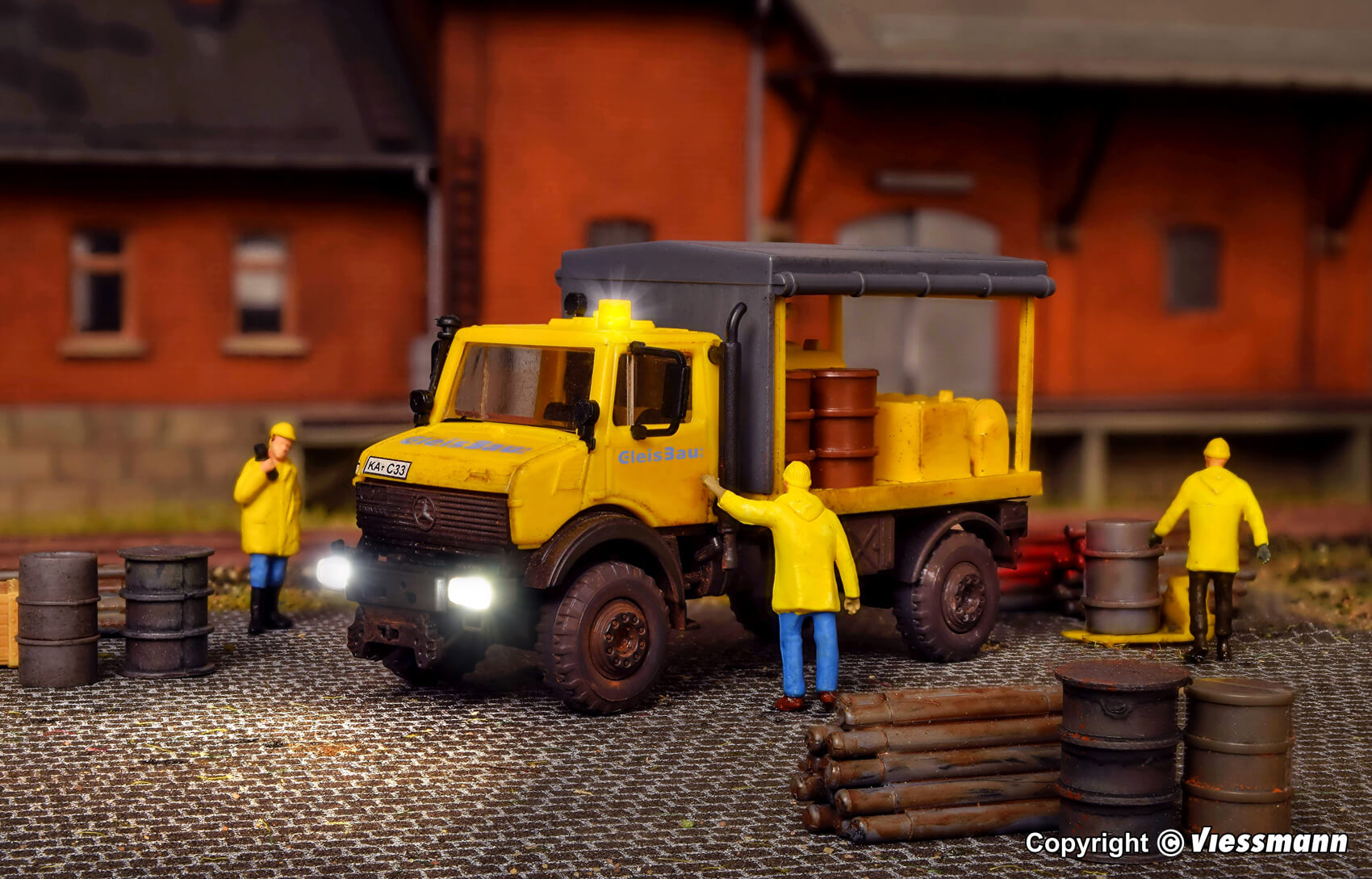 kibri H0 10770 UNIMOG Abschmierfahrzeug GleisBau LED-Beleuchtung