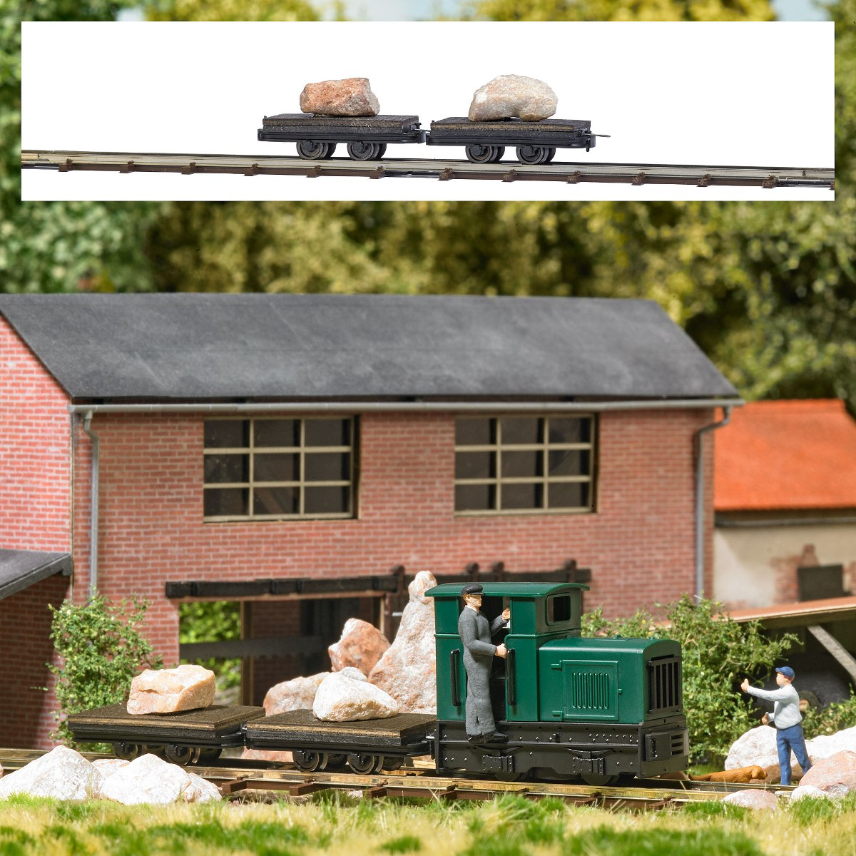 Busch 12235 2 Transportwagen mit Felsbrocken