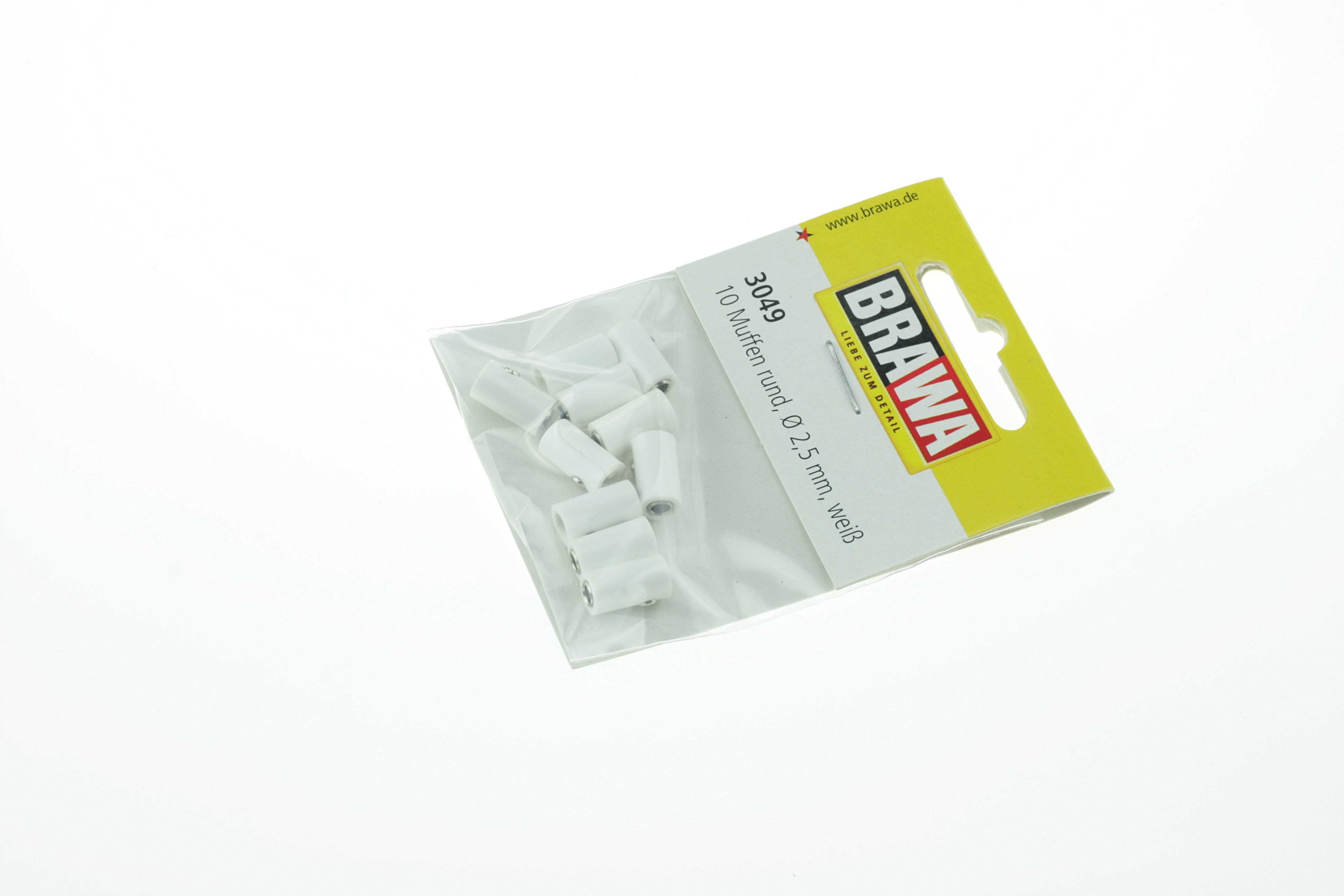 BRAWA 3049 Muffen rund, 2,5 mm weiss