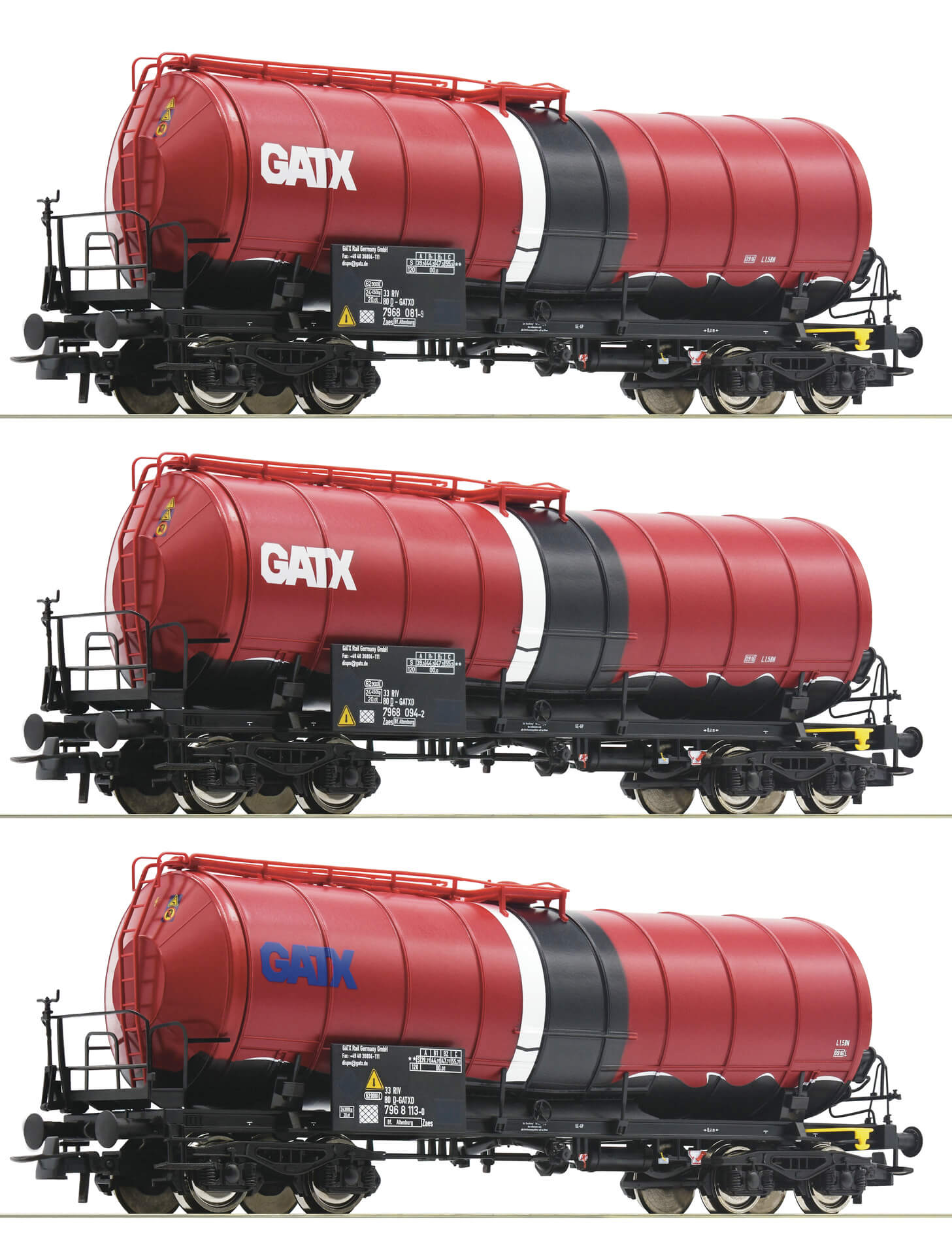 Roco 76088 H0 3-teiliges Set Knickkesselwagen GATX