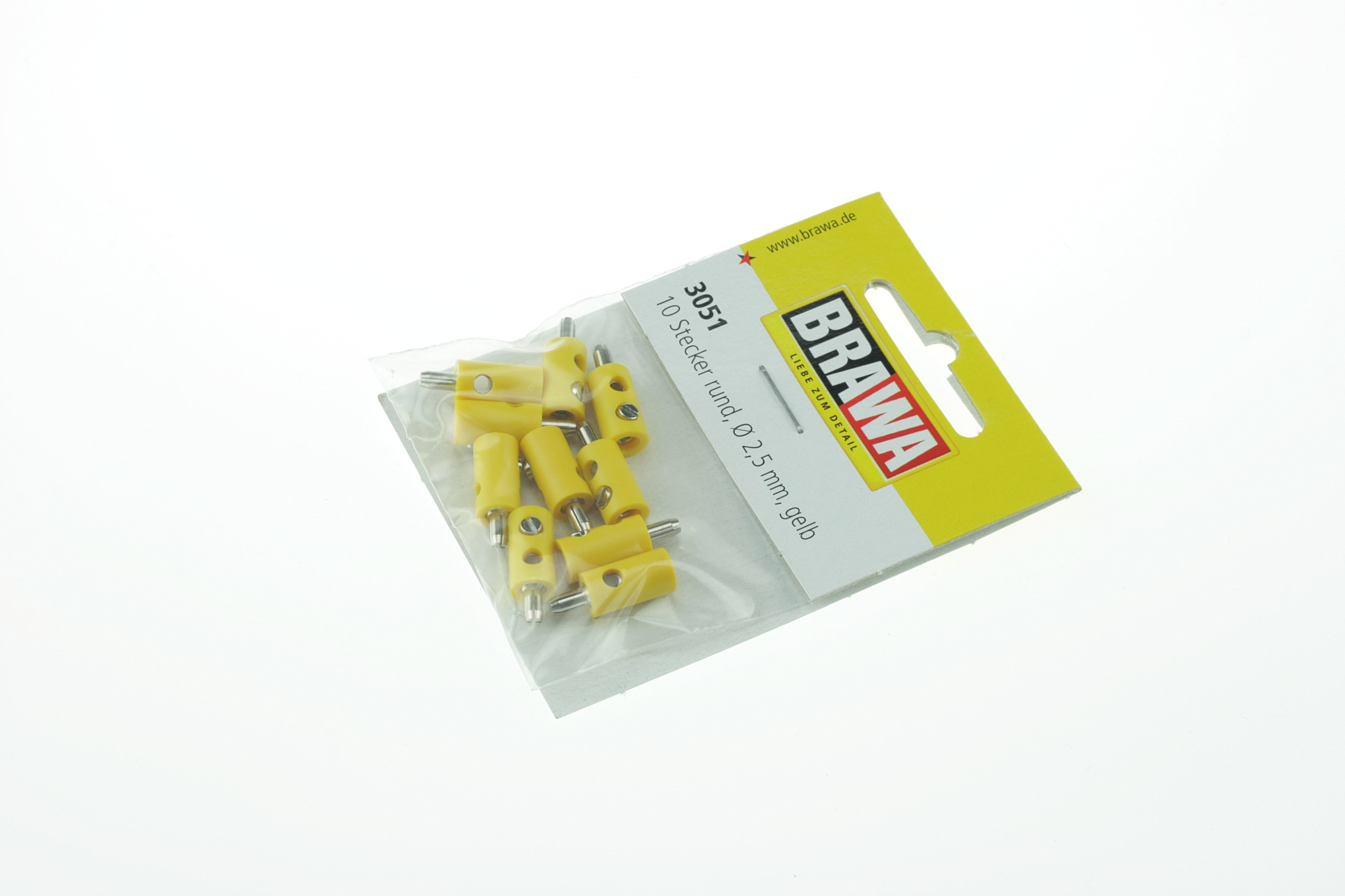 BRAWA 3051 Querlochstecker rund, 2,5 mm gelb