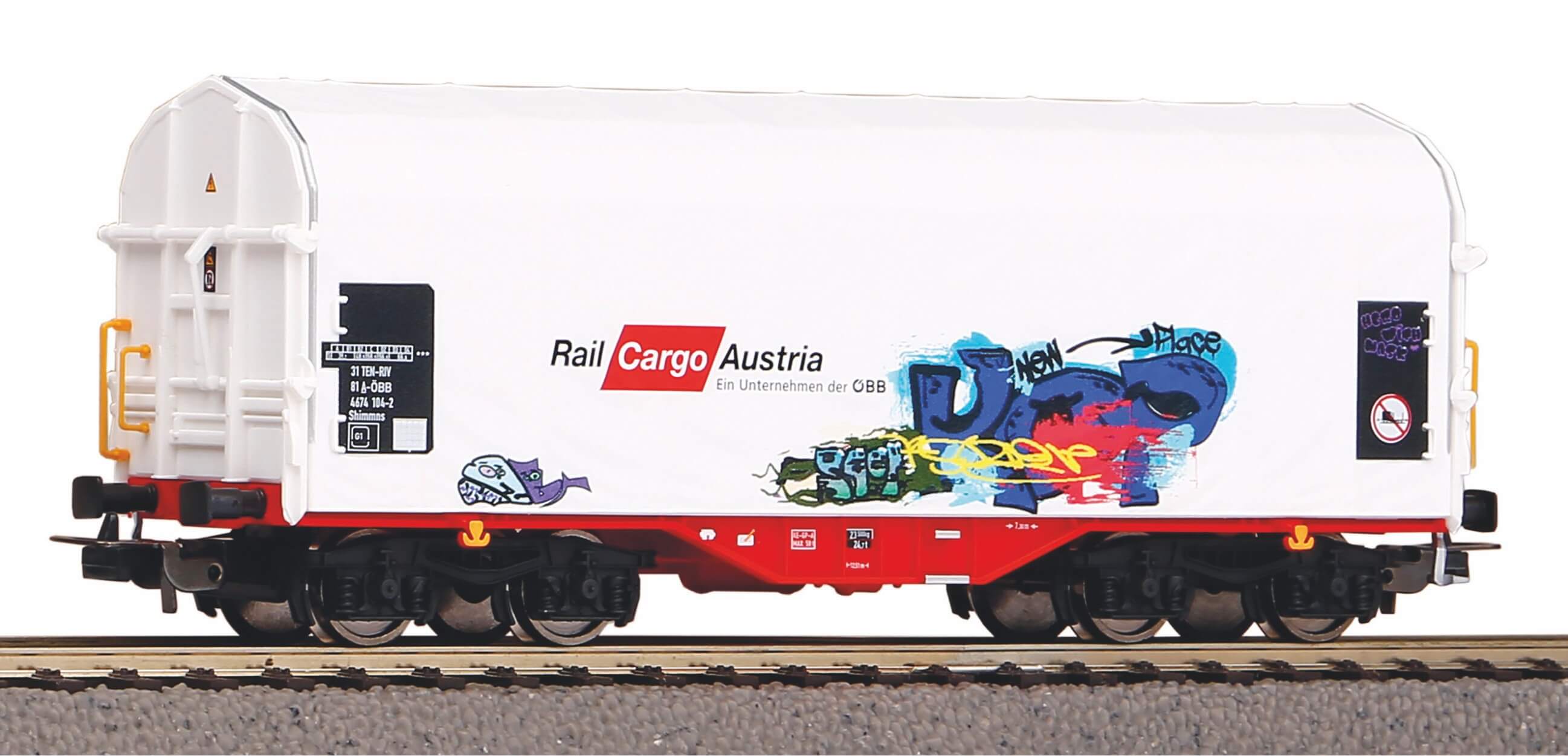PIKO 58982 H0 Schiebeplanenwagen Rail Cargo Austria mit Graffiti