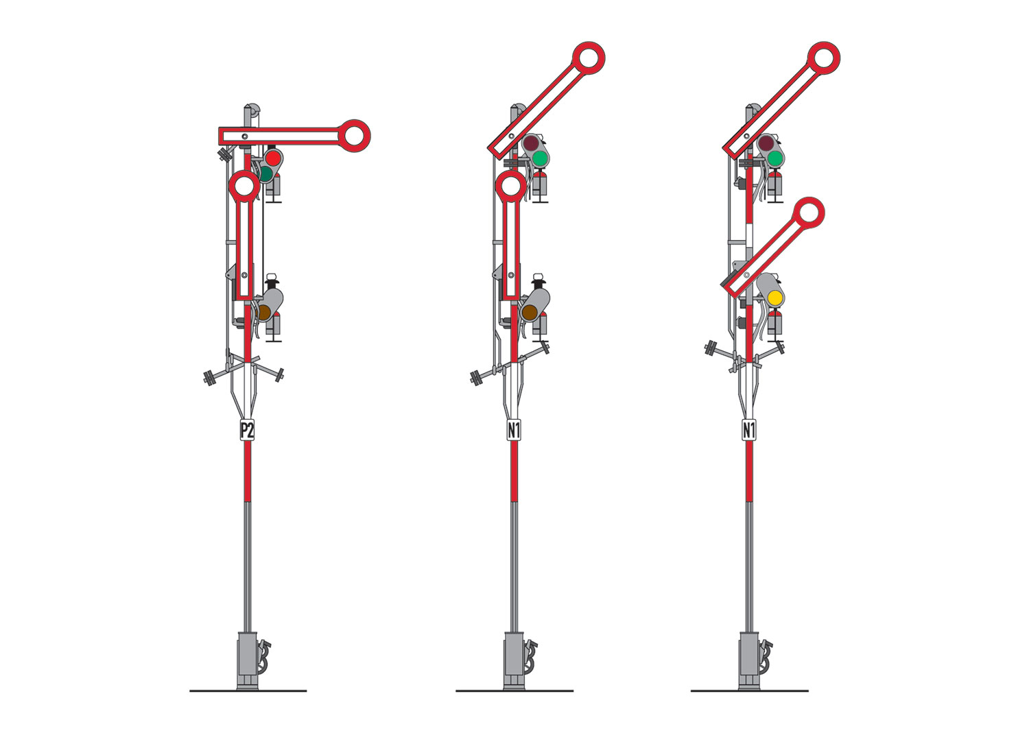 Märklin 70413 H0 Profi Formsignal Hauptsignal mit Schmalmast 3 begriffig in grauer Farbe