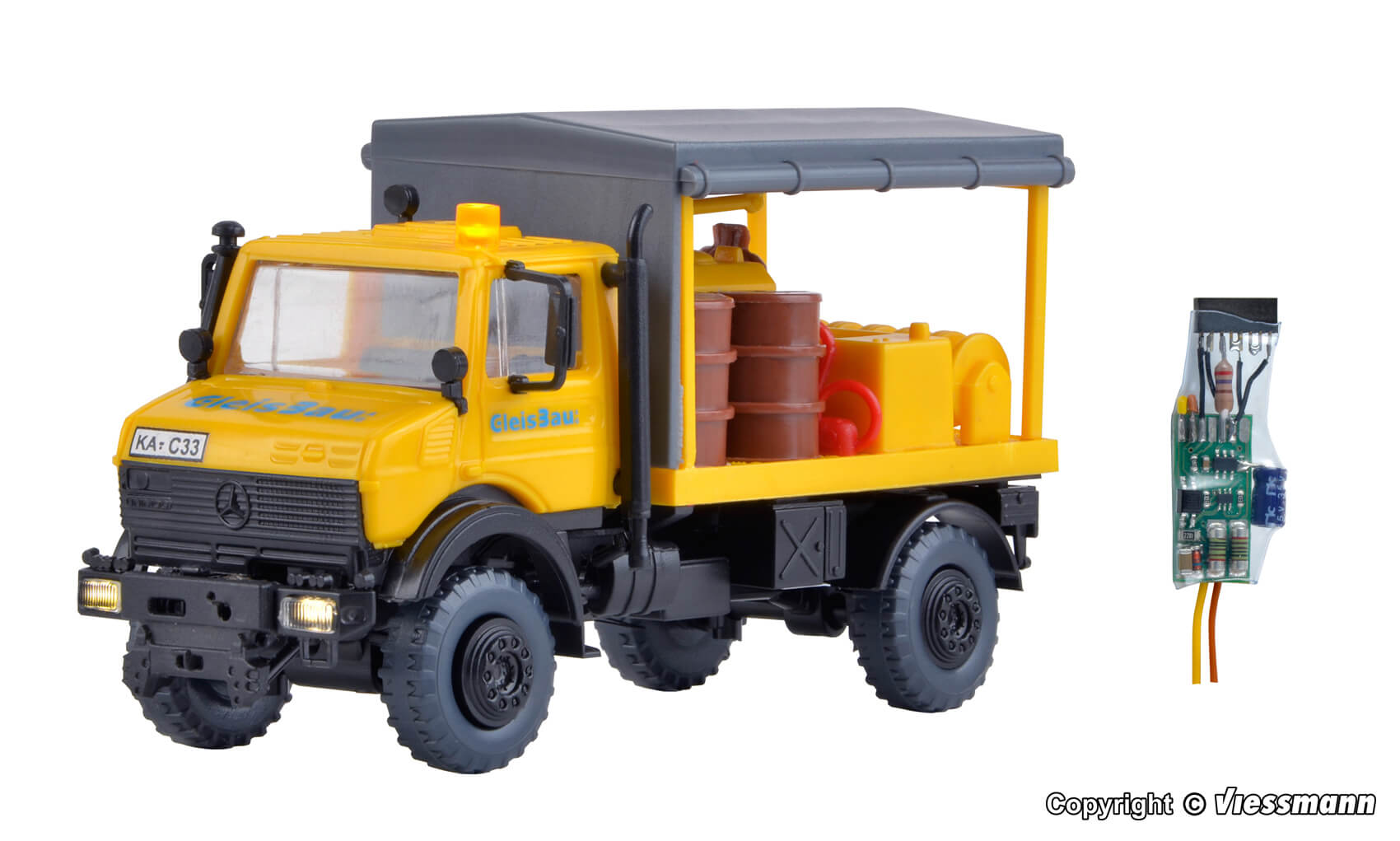 kibri H0 10770 UNIMOG Abschmierfahrzeug GleisBau LED-Beleuchtung