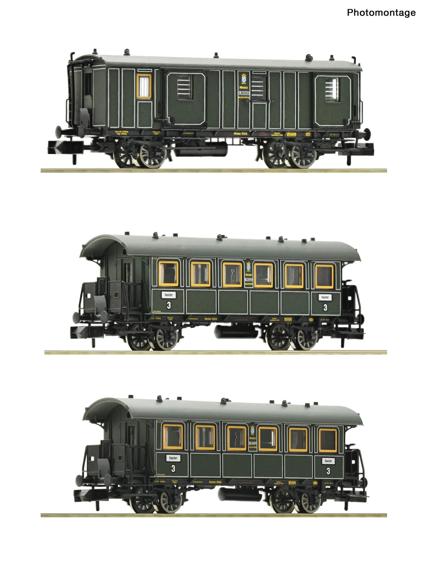 Fleischmann Spur N 809004 3-tlg. Set Personenzug K.Bay.Sts.B.