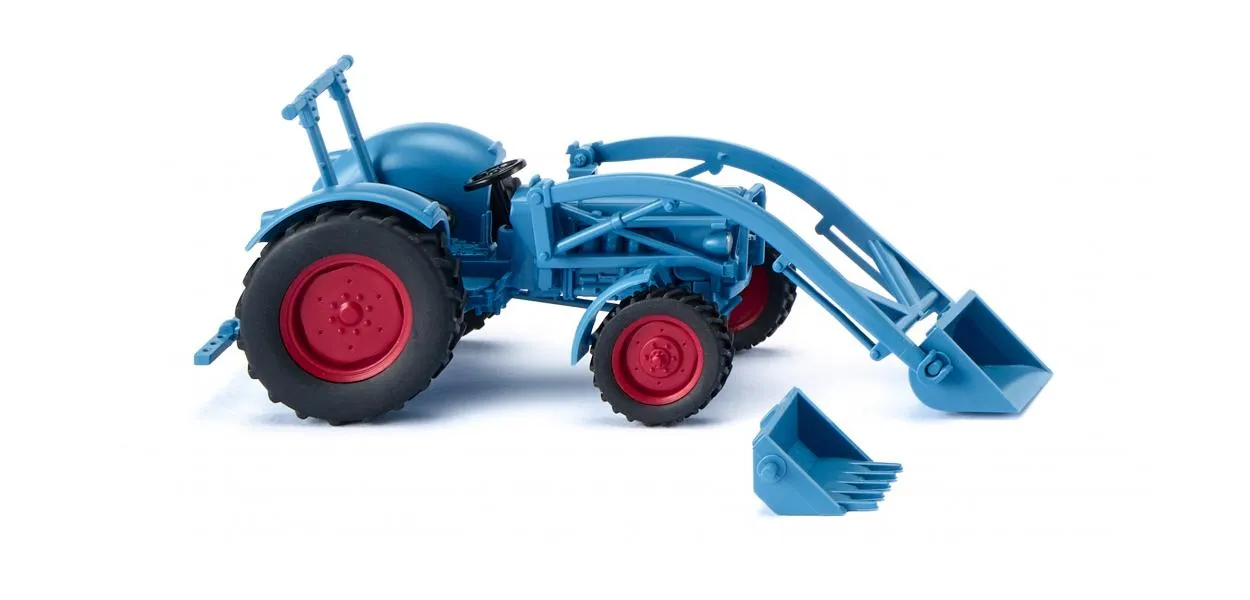 Wiking 087104 Eicher Königstiger mit Frontlader hellblau