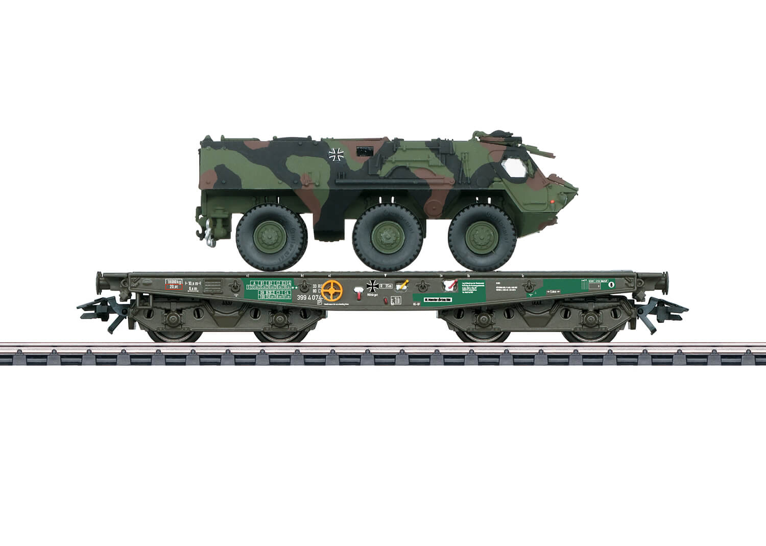 Märklin 48794 Schwerlast-Flachwagen Rlmmps mit Transportpanzer 1 (TPz1) Fuchs