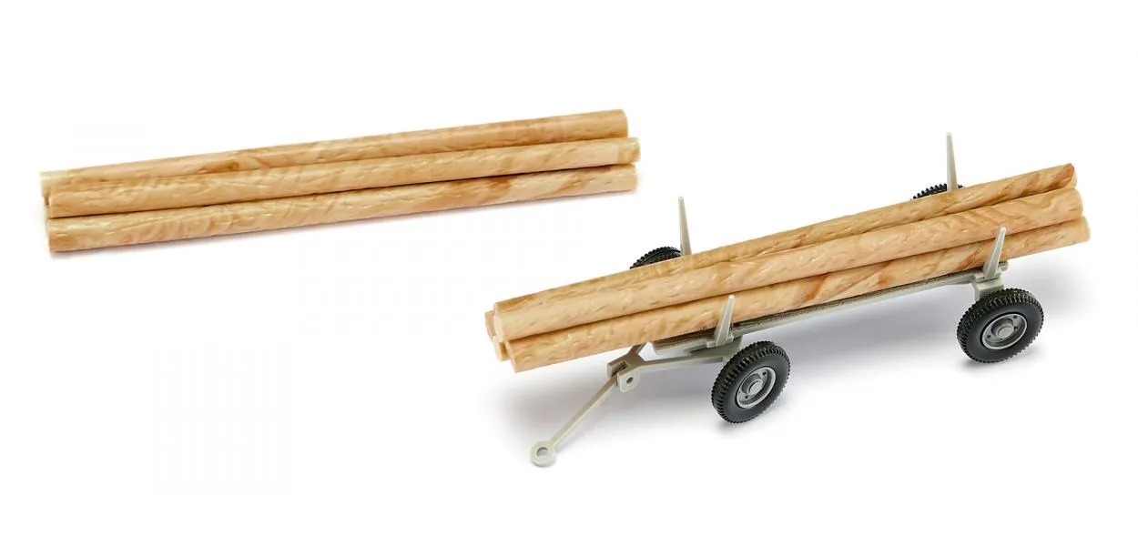 Wiking 087006 Unimog U 411 mit Langholzanhänger braunrot