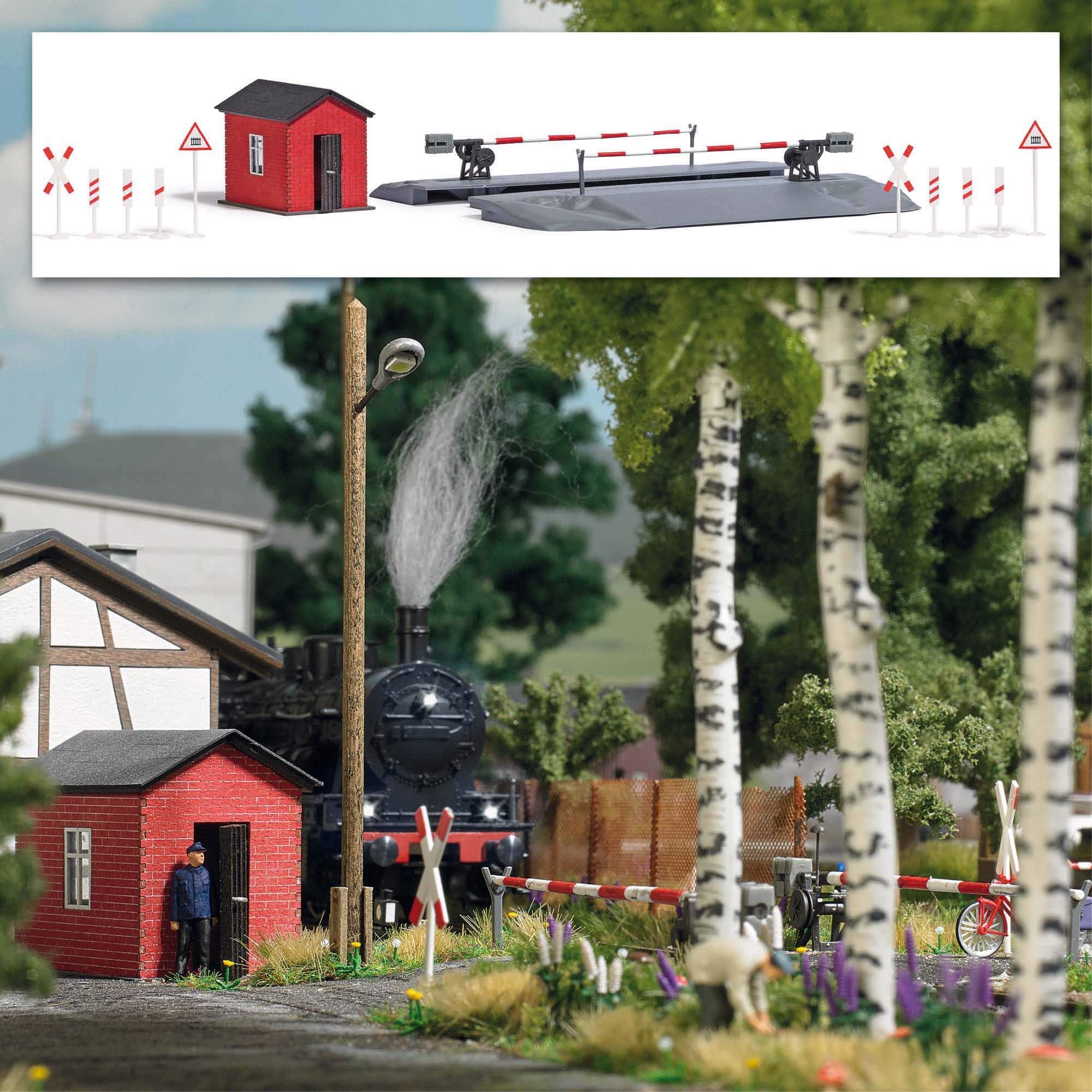 BUSCH 1396 H0 Schrankenposten mit Bahnschranke