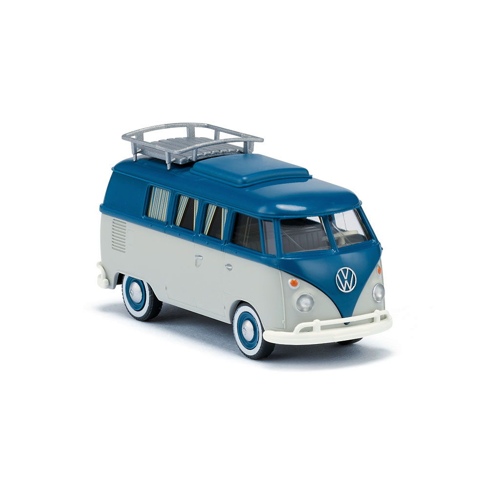 Wiking 079742 VW T1 Campingbus, achatgrau/grünblau