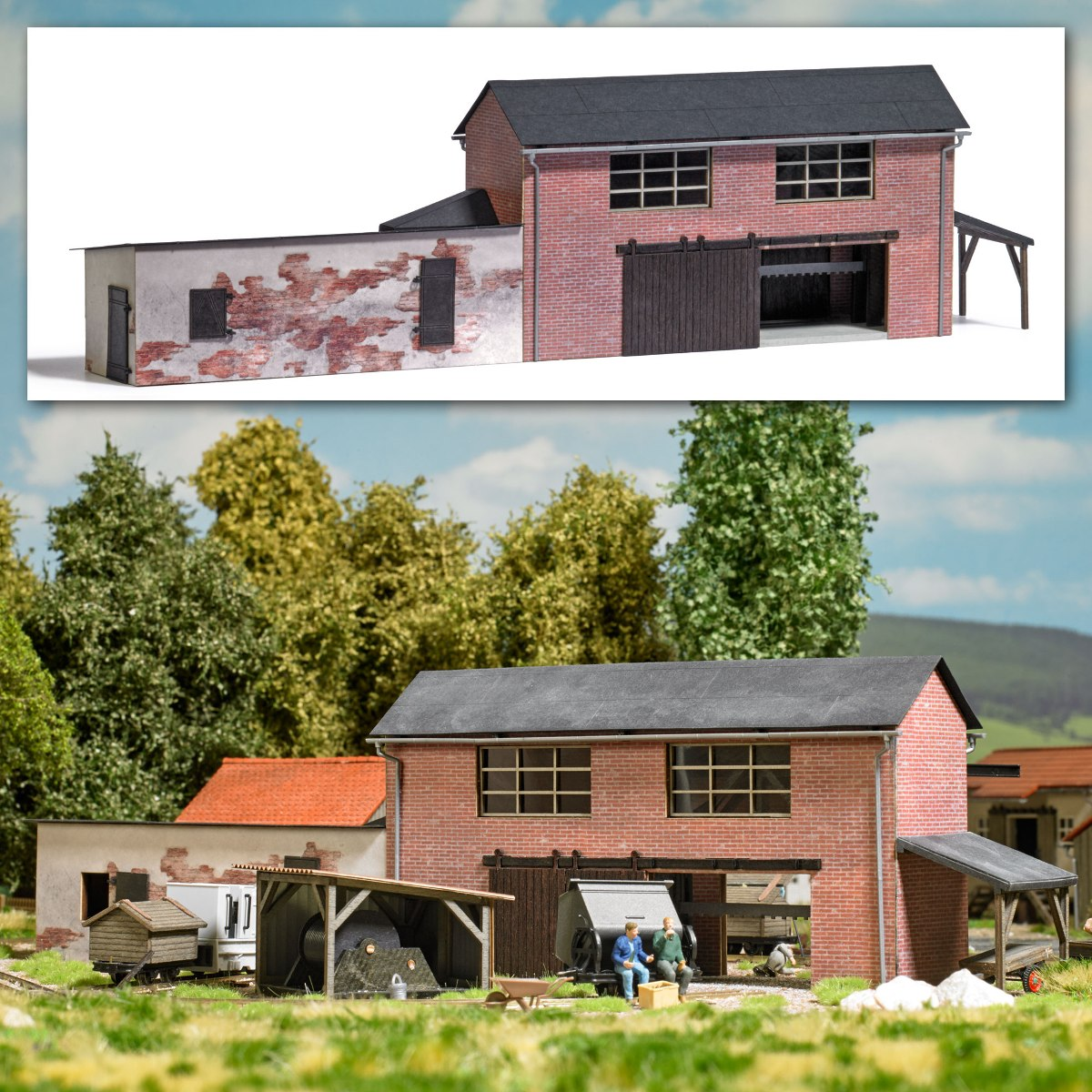 Busch 1976 Steinsägegebäude mit Gattersäge