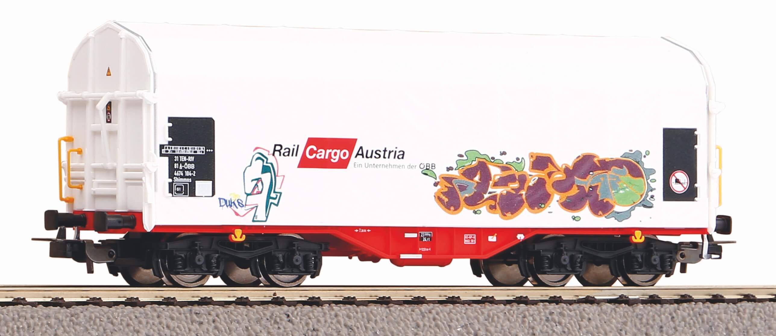PIKO 58982 H0 Schiebeplanenwagen Rail Cargo Austria mit Graffiti