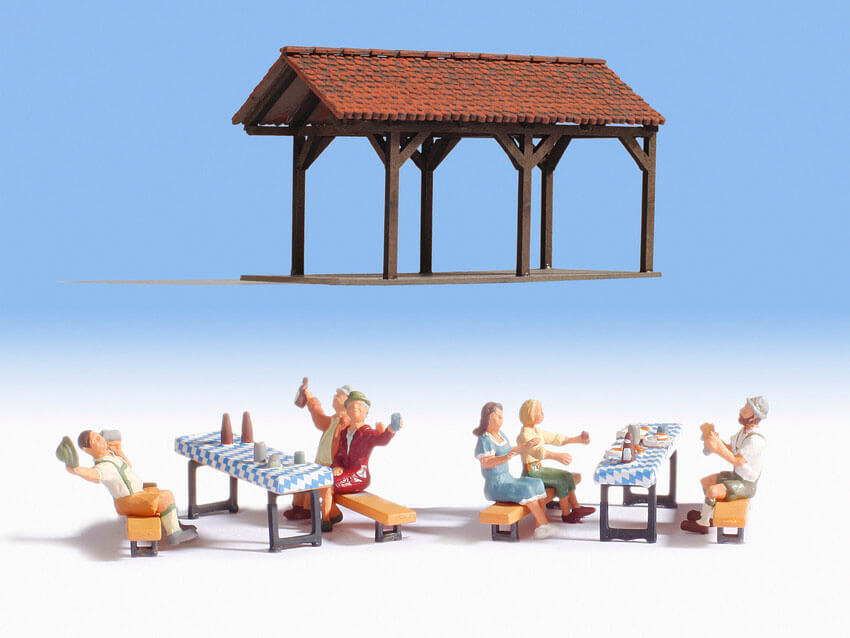 NOCH H0 Fertigmodell mit Deko für eine Gartenparty 12031