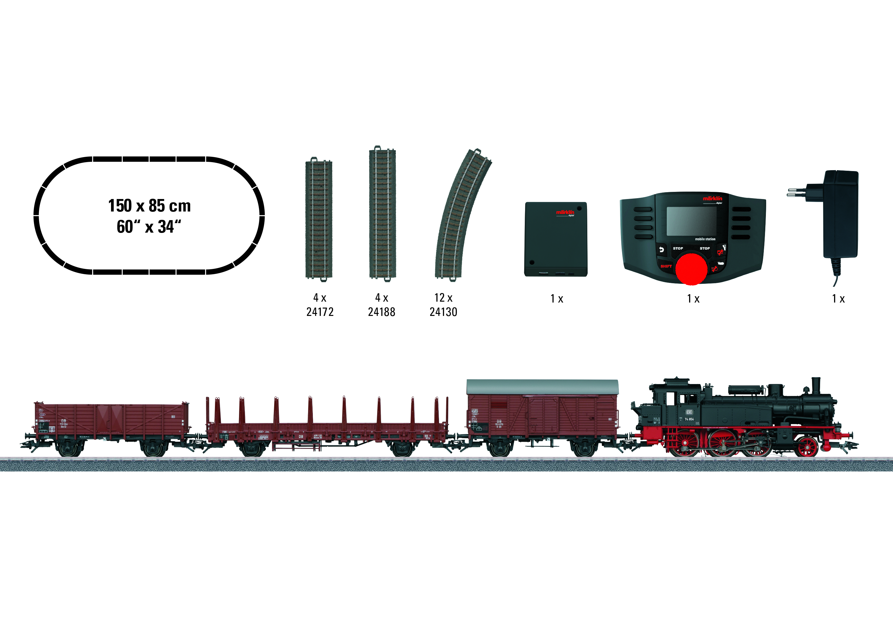 Märklin 29074 Digital-Startpackung Güterzug + Tenderlokomotive BR 74