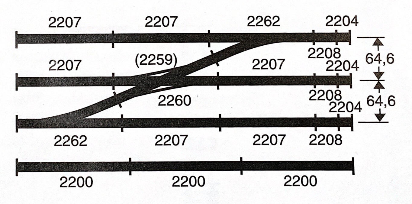 Märklin 2260 H0 K-Gleis Doppelte Kreuzungsweiche 22° 168,9 mm