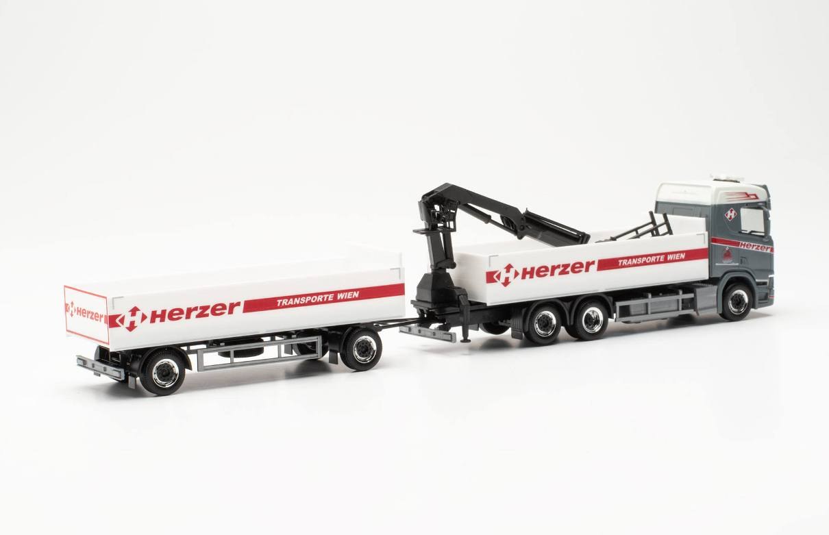 Herpa 316842 Scania CR 20 ND Baustoff-Hängerzug Herzer Österreich Wien 
