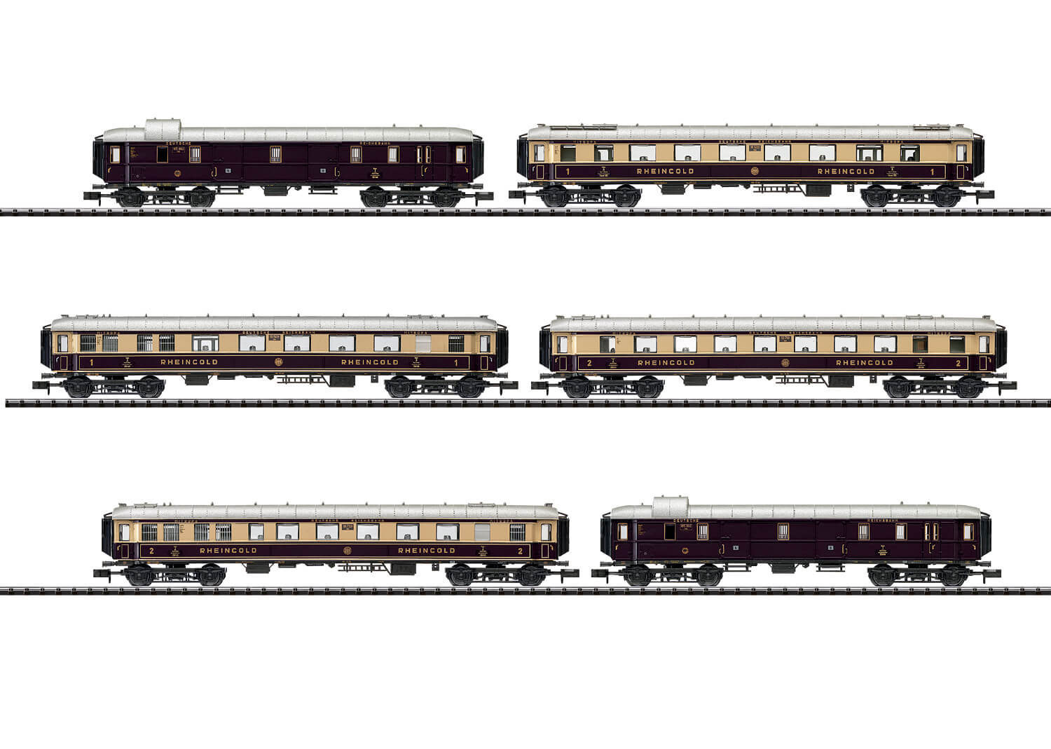Minitrix 15539 Spur N Schnellzugwagen Set Rheingold der DRG