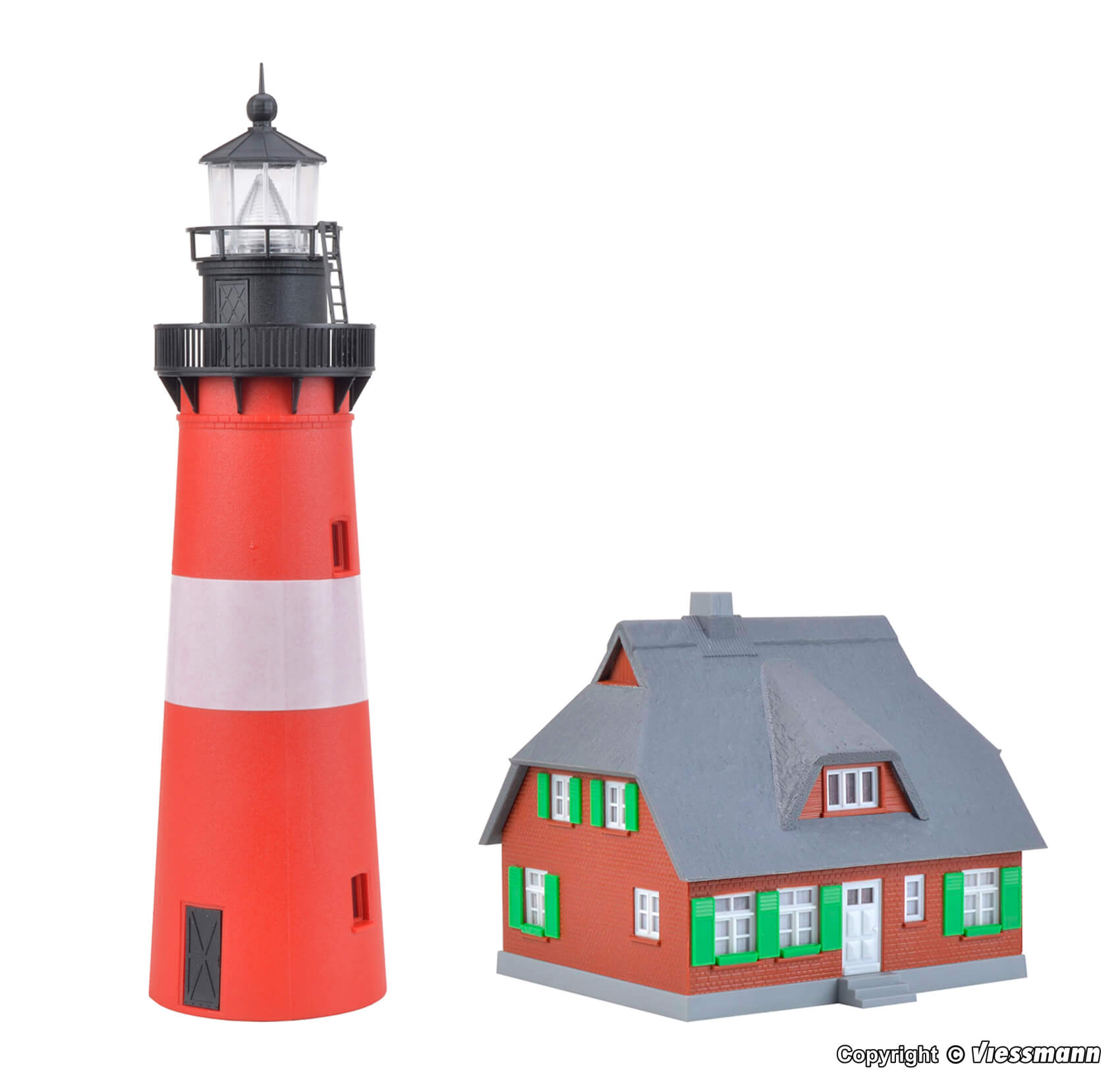 kibri H0 Leuchtturm Hörnum Sylt mit Nebengebäude