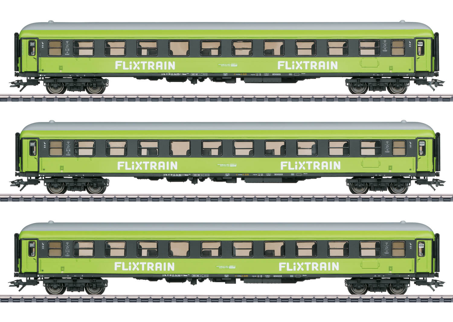 Märklin H0 42955 Schnellzugwagen-Set 2. Klasse Bauart Bmmdz 264.4F und 264.4 Flixtrain 