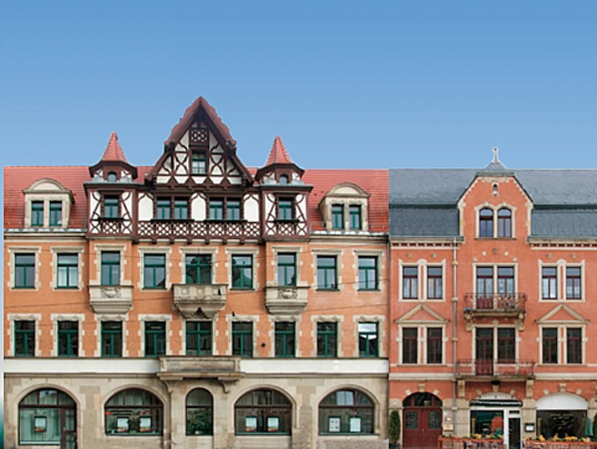 Auhagen 42501 Halbrelief-Hintergrundkulisse Set mit 5 Bürgerhaus-Fassaden