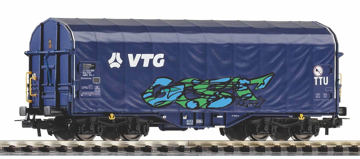 PIKO 58965 H0 Schiebeplanenwagen Shimmns VTG mit Graffiti