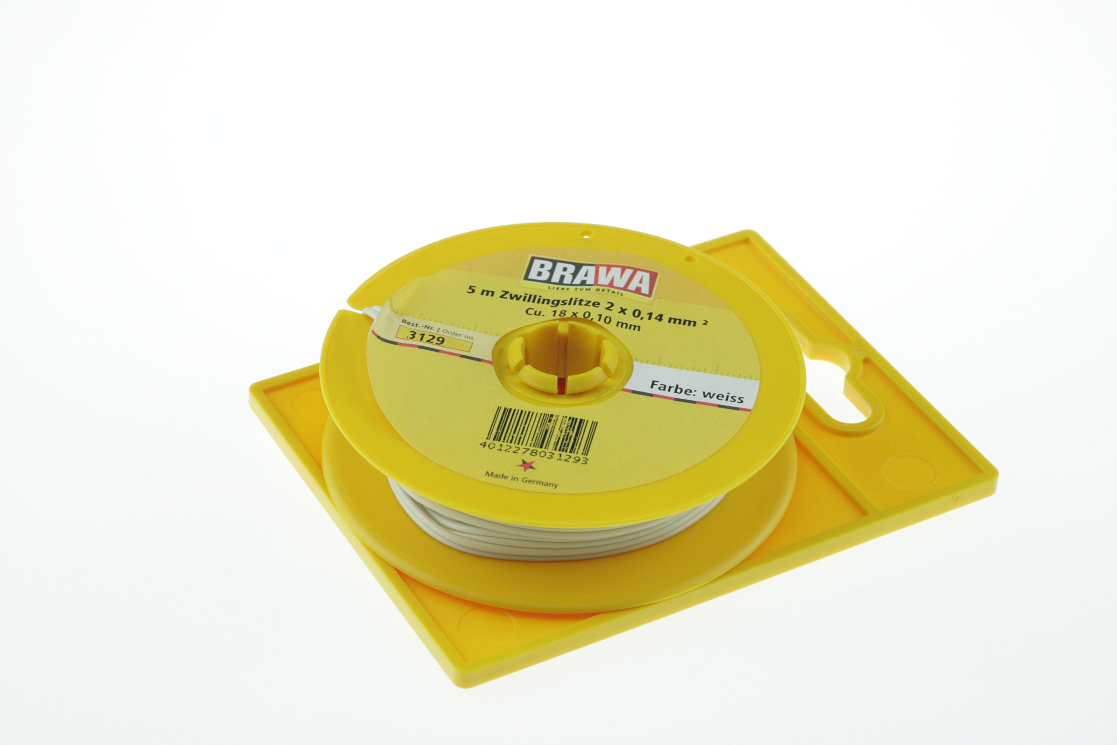 BRAWA 3129 Doppellitze 0,14 mm², 5-m-Ring weiss