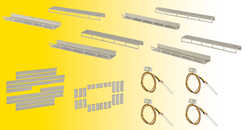 Viessmann 6045 Startset Etageninnenbeleuchtung, 8 Schienen, 4 verschiedene Größen, 4 LEDs weiß