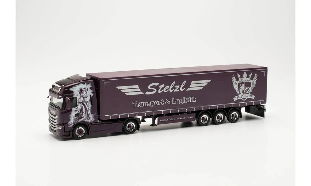 Herpa 949484 Iveco S-Way Gardinenplanen-Sattelzug Stelzl