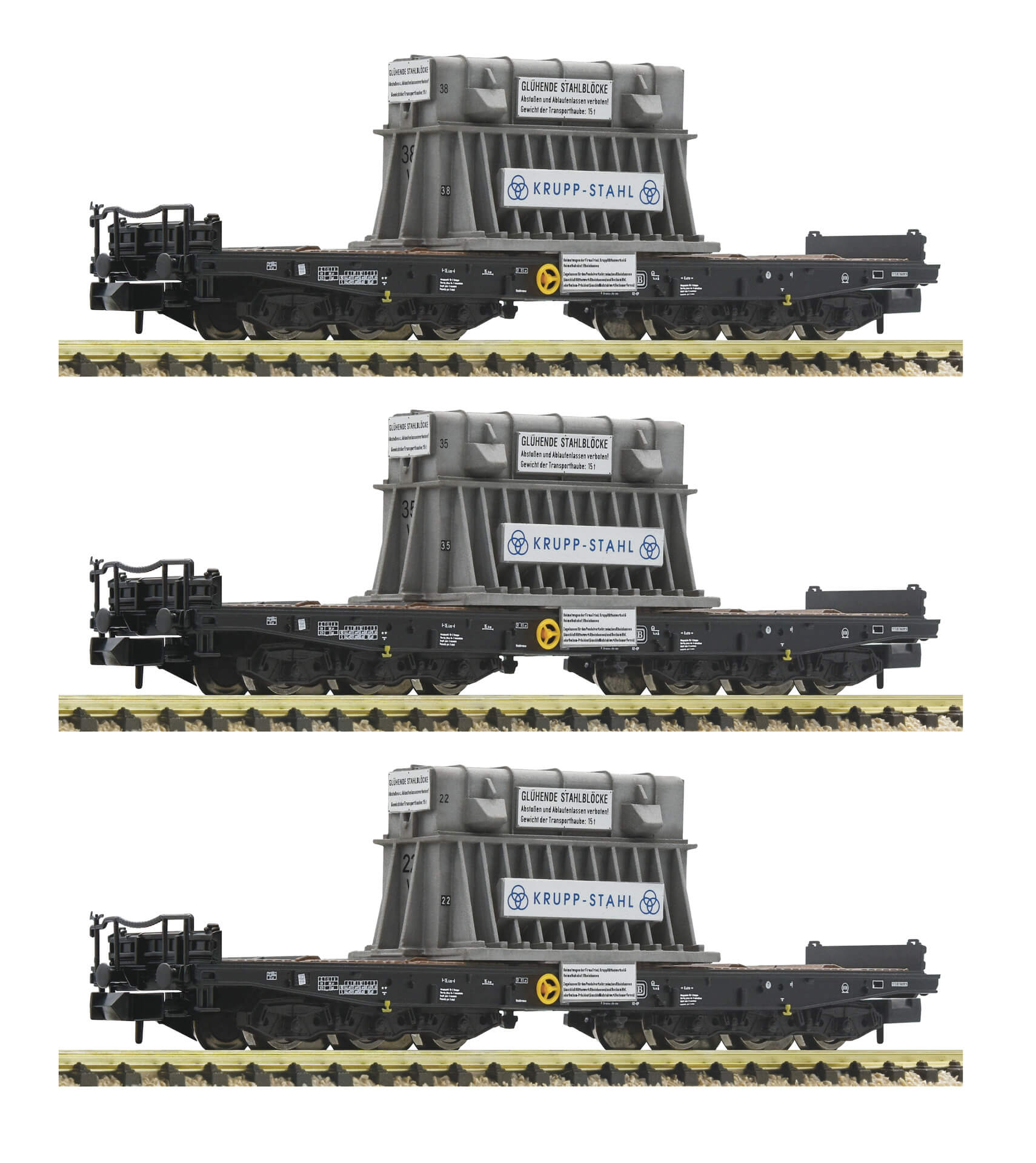 FLEISCHMANN 845512 Spur N Schwerlastwagen beladen mit Heißbrammenhauben Set 2