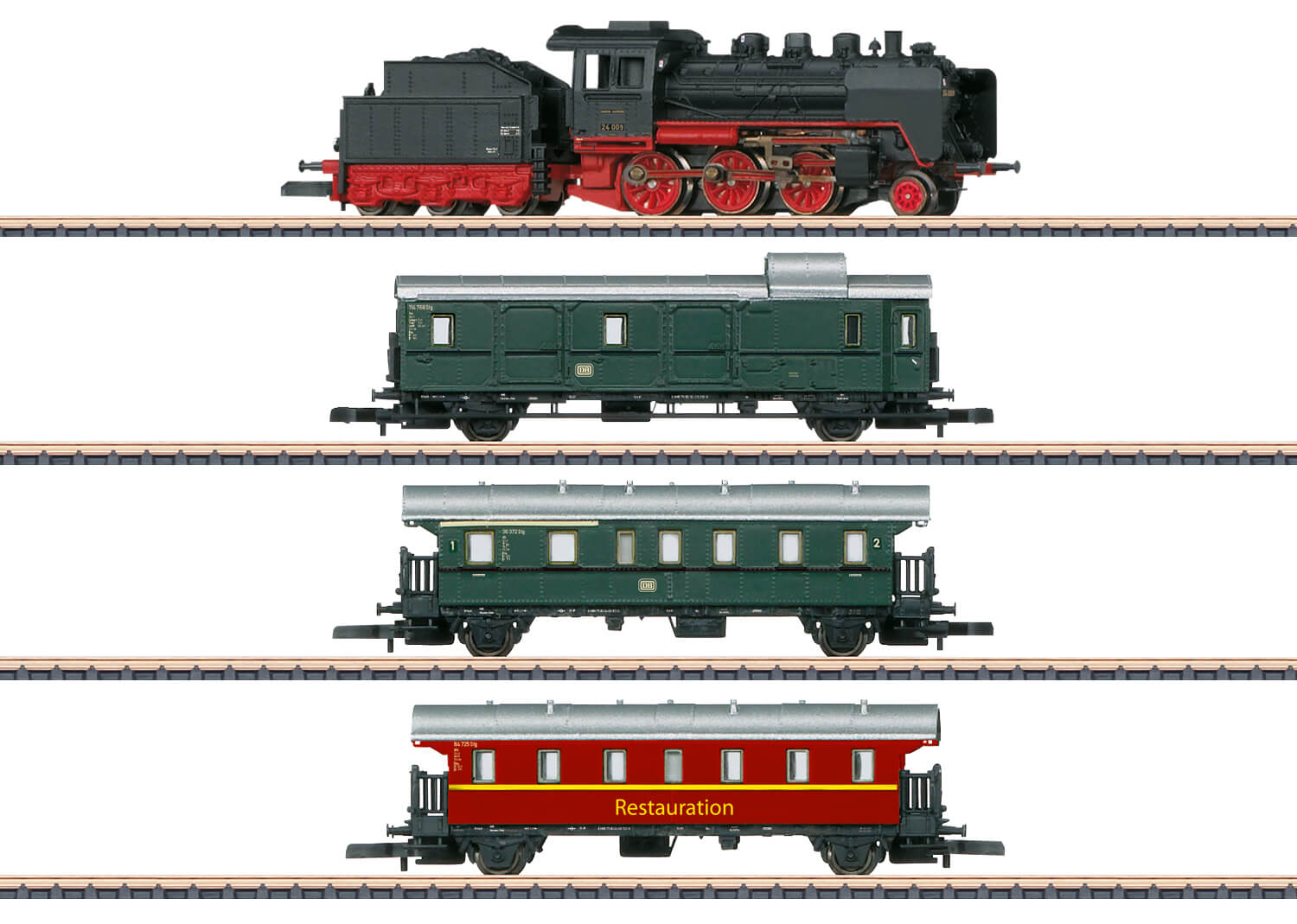 Märklin mini-club Spur Z 81874 Startpackung Museumspersonenzug mit Dampflok BR 24